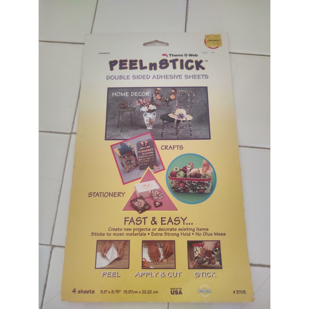 Peel N Stick Double Sided Adhesive Sheets Set Of 4 5.5" x 8.75" NEW USA